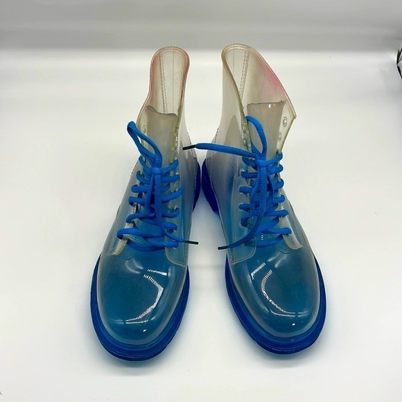 Yoki Shoes - Yoki Boots - Clear Jelly Blue Lace Up Combat Boot Size 41